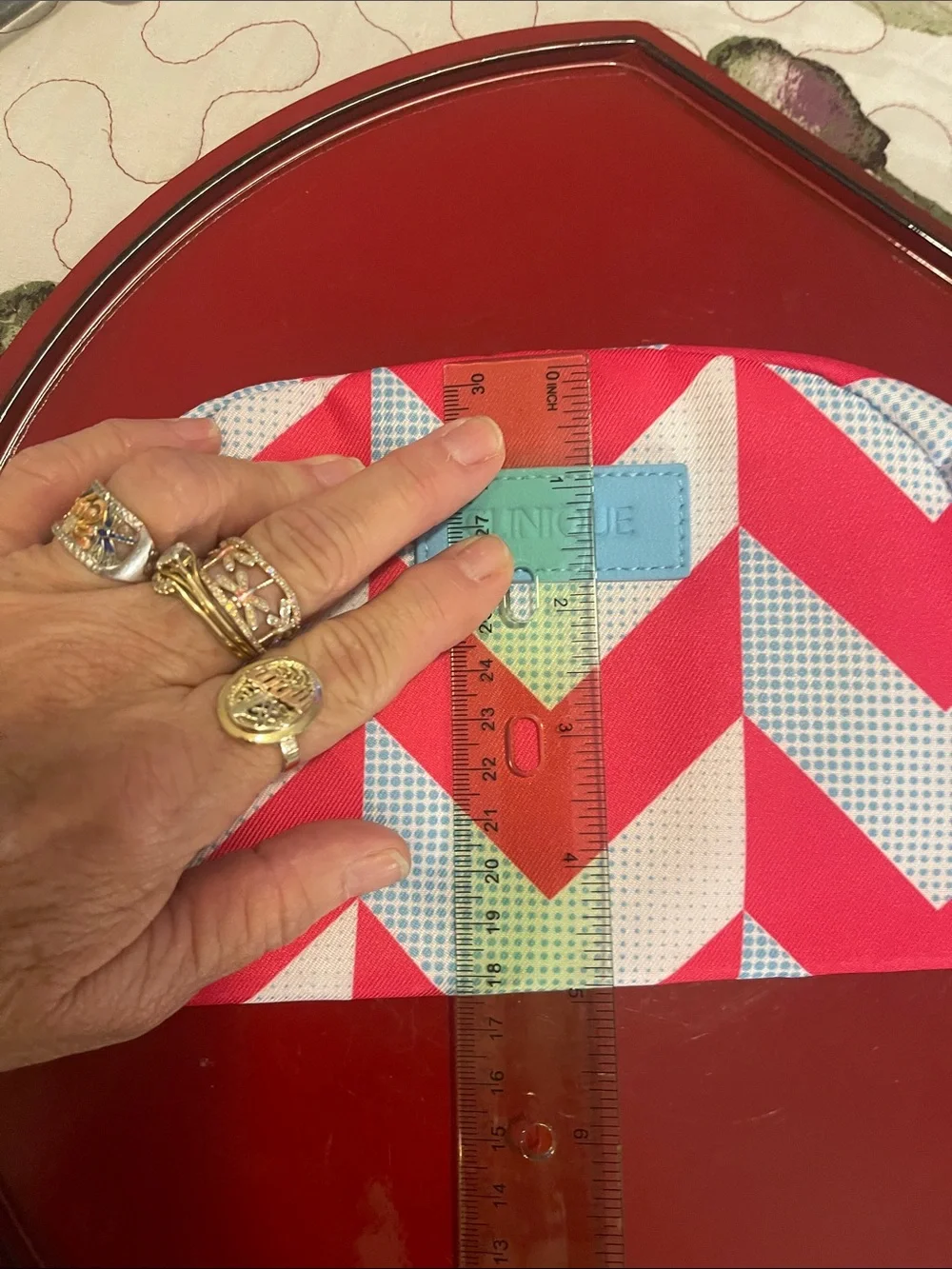 Clinique Red White Blue Chevron Cosmetic Bag